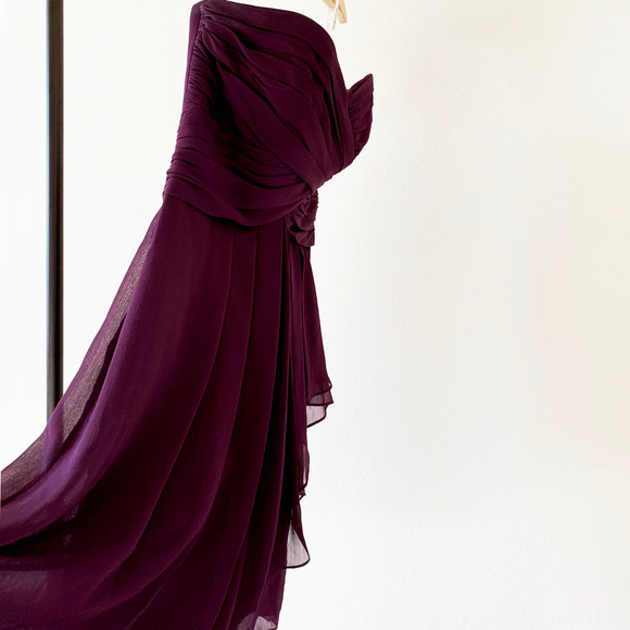 David's Bridal Short Crinkle Chiffon Dress Sz 4 - Picture 3 of 7